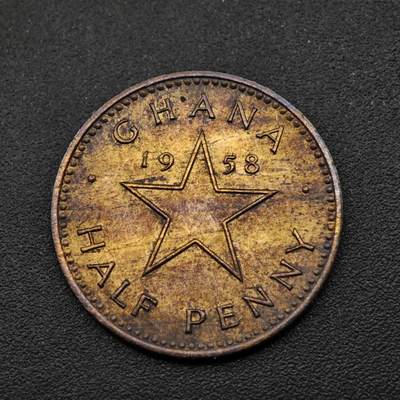 【淘币小摊】实时拍第八百四十九拍   散币银币场   满百包邮可预留二周 每周一统一发货   - 加纳1958年半便士铜币