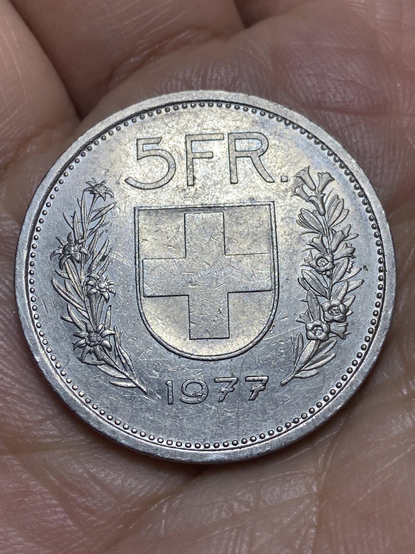 2026年第九场(总第一百七十八场）外国好品散币场(免佣金) 瑞士🇨🇭1977年5法郎(第六版，无标版)