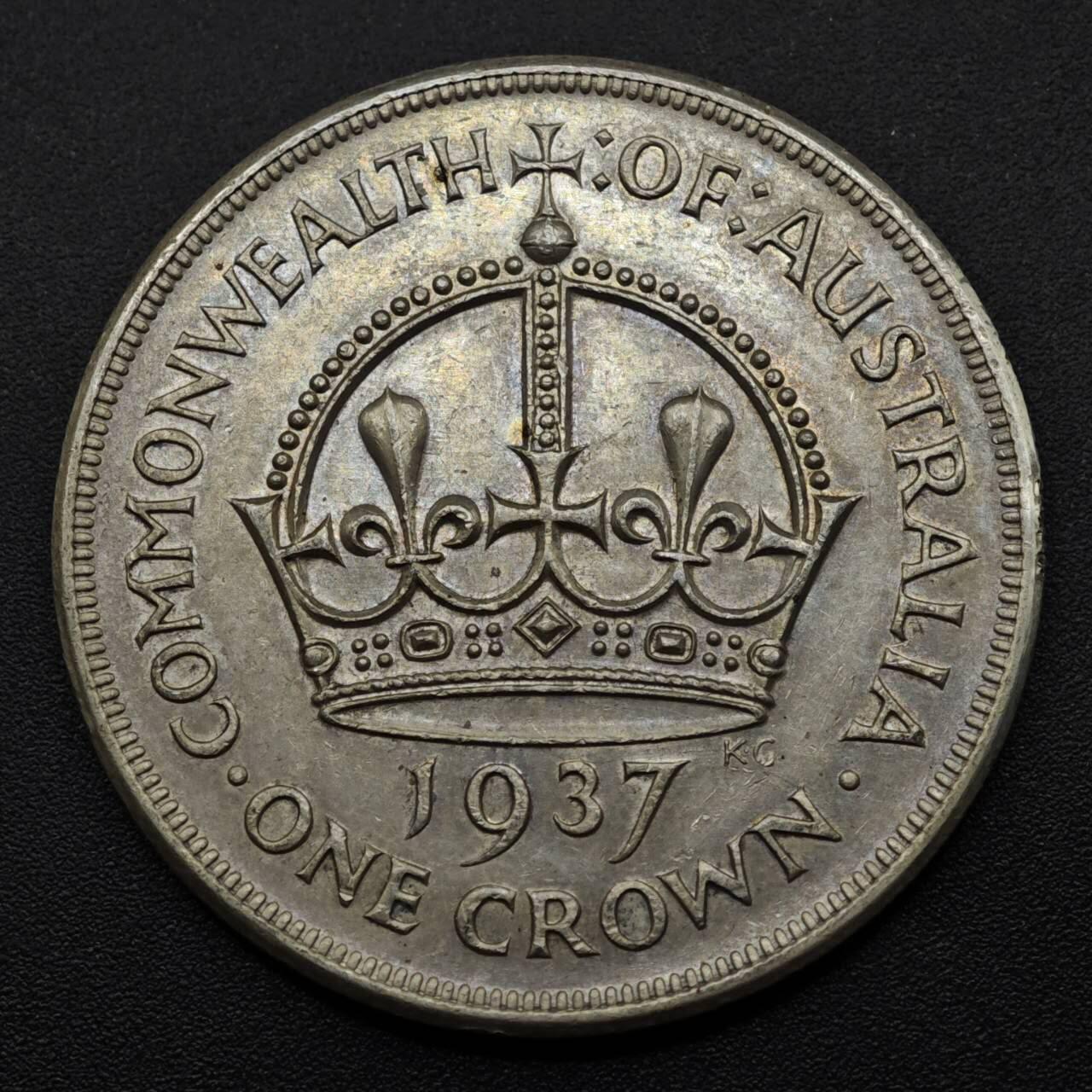 【淘币小摊】实时拍第八百四十九拍   散币银币场   满百包邮可预留二周 每周一统一发货   澳大利亚1937年皇冠克朗银币