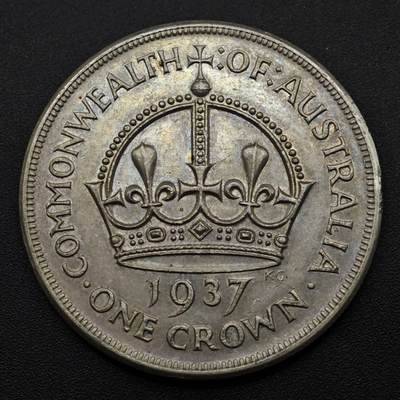 【淘币小摊】实时拍第八百四十九拍   散币银币场   满百包邮可预留二周 每周一统一发货   - 澳大利亚1937年皇冠克朗银币