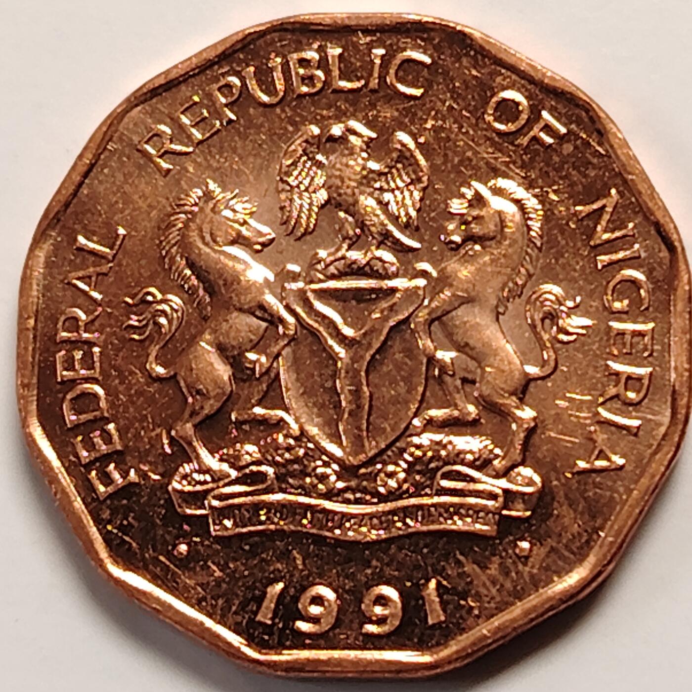 布加迪🐬～世界钱币(上海)🌾第 270 期 /  各国套币和散币 尼日利亚🇳🇬 1991年 10考包～L9