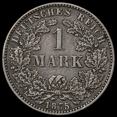 修遠堂世界钱币第101期 - 1875年德国1马克银币 H厂铭，5.49g，含银90%