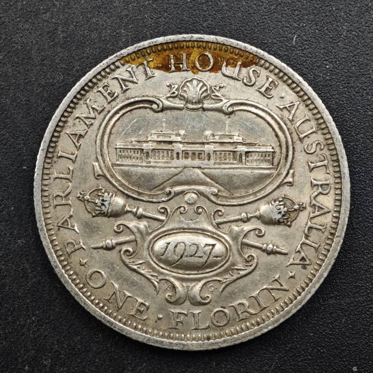 【淘币小摊】实时拍第八百四十九拍   散币银币场   满百包邮可预留二周 每周一统一发货   澳大利亚1927年乔治五世弗洛林纪念银币