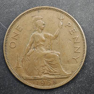 【淘币小摊】实时拍第八百四十九拍   散币银币场   满百包邮可预留二周 每周一统一发货   - 英国1938年乔治六世一便士铜币