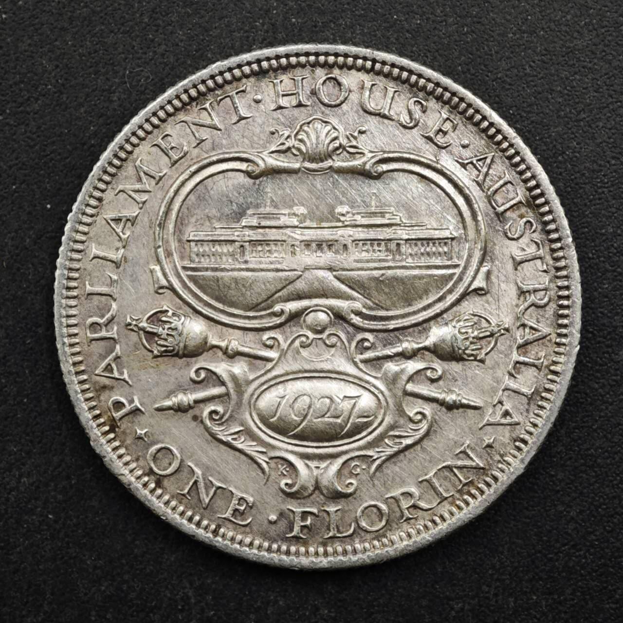 【淘币小摊】实时拍第八百四十九拍   散币银币场   满百包邮可预留二周 每周一统一发货   澳大利亚1927年乔治五世弗洛林纪念银币