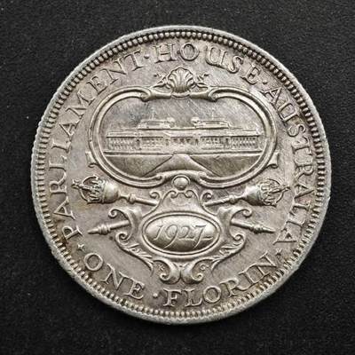 【淘币小摊】实时拍第八百四十九拍   散币银币场   满百包邮可预留二周 每周一统一发货   - 澳大利亚1927年乔治五世弗洛林纪念银币