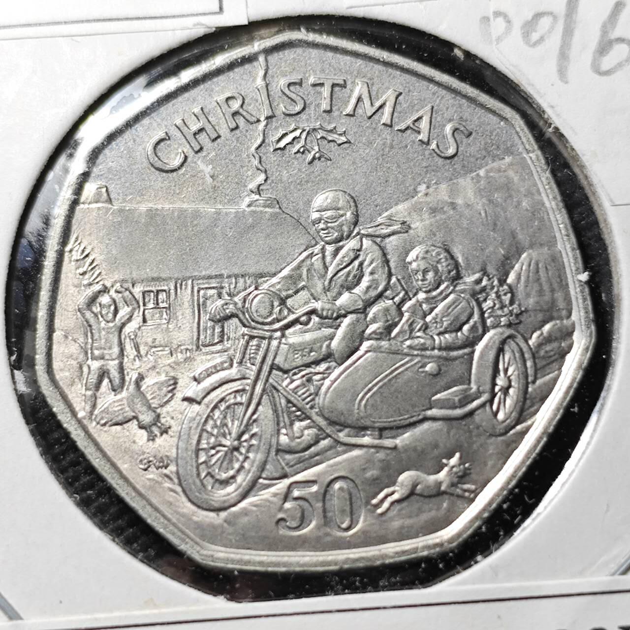 KK钱币收藏小铺  第400期  百期特拍（四拍之四）2月预留时间 周末发货  1988马恩岛50便士纪念币 圣诞节系列