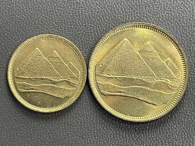 回流0120 - 全新埃及1984年2、5皮阿斯特两枚 吉萨金字塔