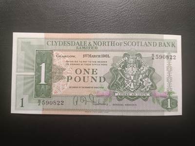 2026一月第三期，总213期 - 苏格兰克莱斯戴勒和北方银行1961年1镑UNC无47，稀有的两家银行短暂联合发钞时期产物，之后北方银行并入克莱斯戴勒银行