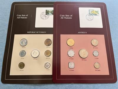 咖啡豆•收藏 2025年Jan_22th世界各国富兰克林套币拍卖 - 土耳其/安提瓜-世界各国UNC硬币套币富兰克林包装