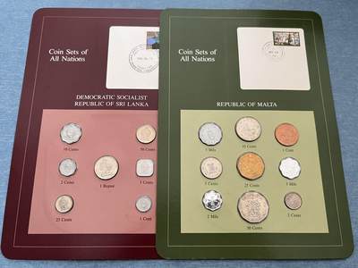 咖啡豆•收藏 2025年Jan_22th世界各国富兰克林套币拍卖 - 斯里兰卡/马耳他-世界各国UNC硬币套币富兰克林包装