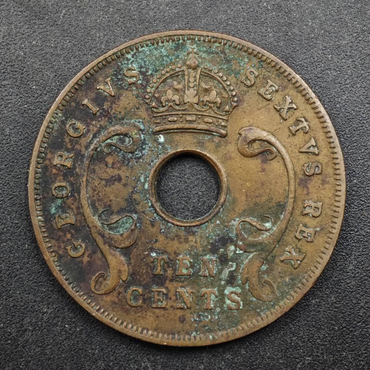 【淘币小摊】实时拍第八百四十九拍   散币银币场   满百包邮可预留二周 每周一统一发货   英属东非1952年乔治五世10分铜币