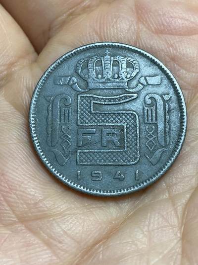 2026年第九场(总第一百七十八场）外国好品散币场(免佣金) - 比利时🇧🇪1941年5法郎(利奥波德三世，荷语版)