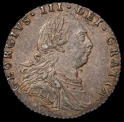 修遠堂世界钱币第101期 - 1787年英国6便士银币 2.97g，原味老彩AU品