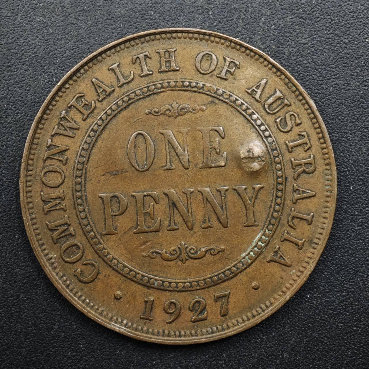 【淘币小摊】实时拍第八百四十九拍   散币银币场   满百包邮可预留二周 每周一统一发货   澳大利亚1927年乔治五世1便士铜币