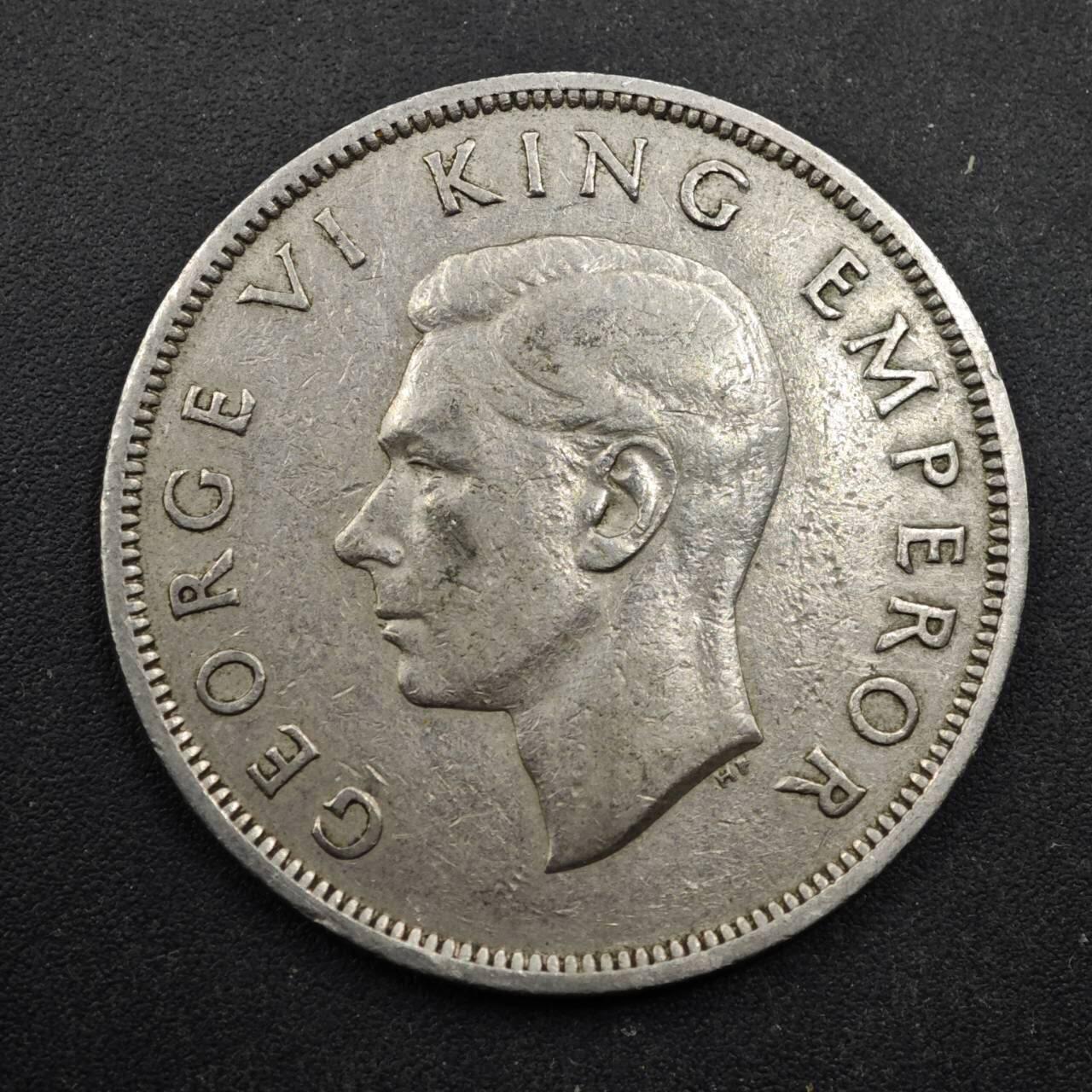 【淘币小摊】实时拍第八百四十九拍   散币银币场   满百包邮可预留二周 每周一统一发货   新西兰1947年乔治六世半克朗镍币