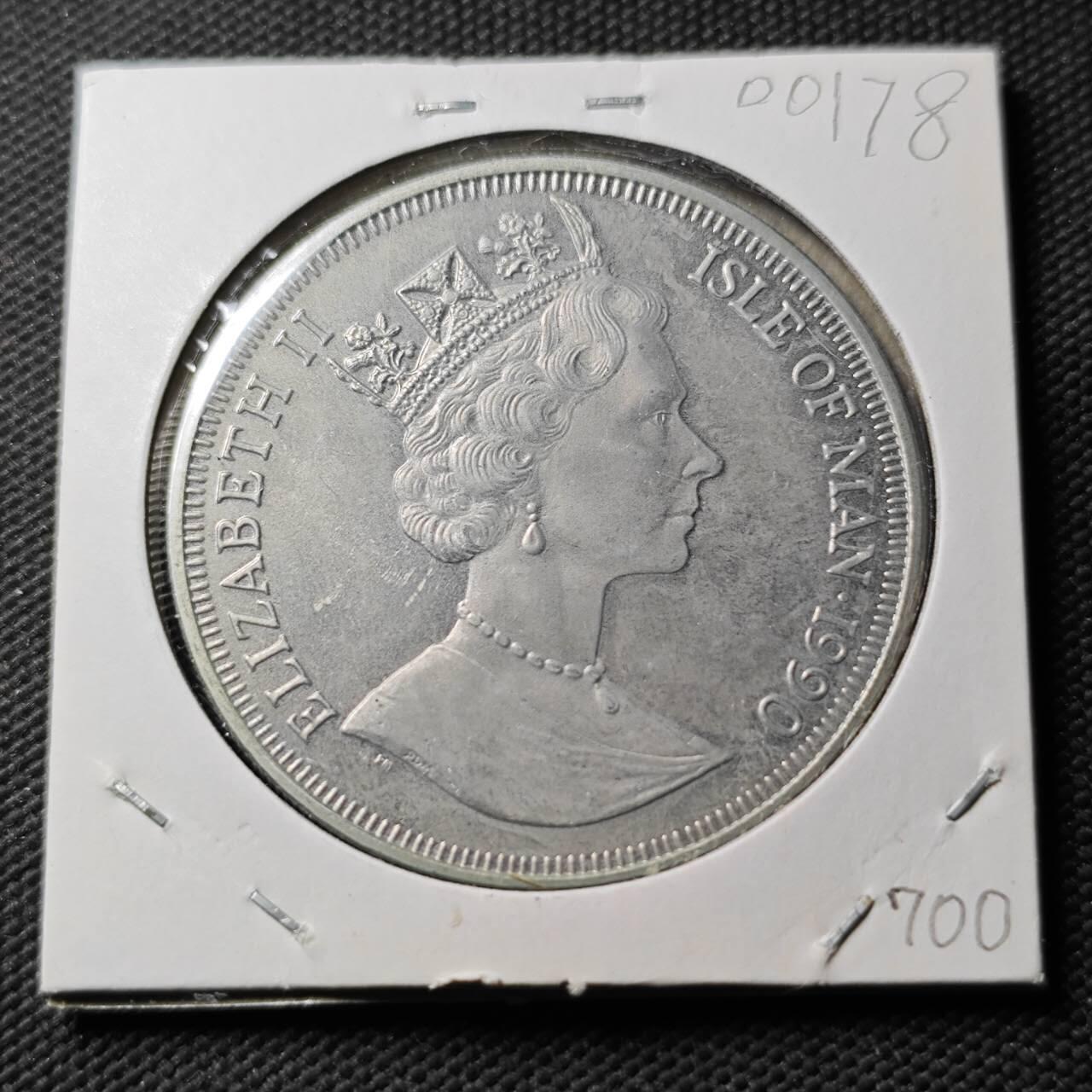 KK钱币收藏小铺  第400期  百期特拍（四拍之四）2月预留时间 周末发货  1990马恩岛1克朗纪念币 丘吉尔