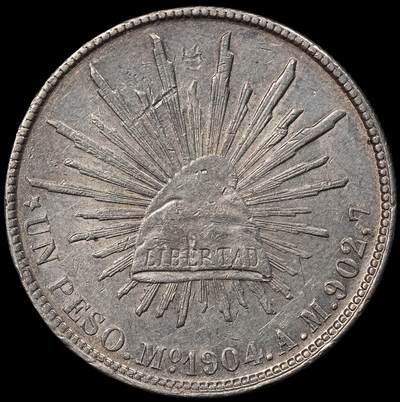 修遠堂世界钱币第101期 - 1904 年墨西哥1比索（UN PESO）鹰洋大银币，27.10g，含银90%