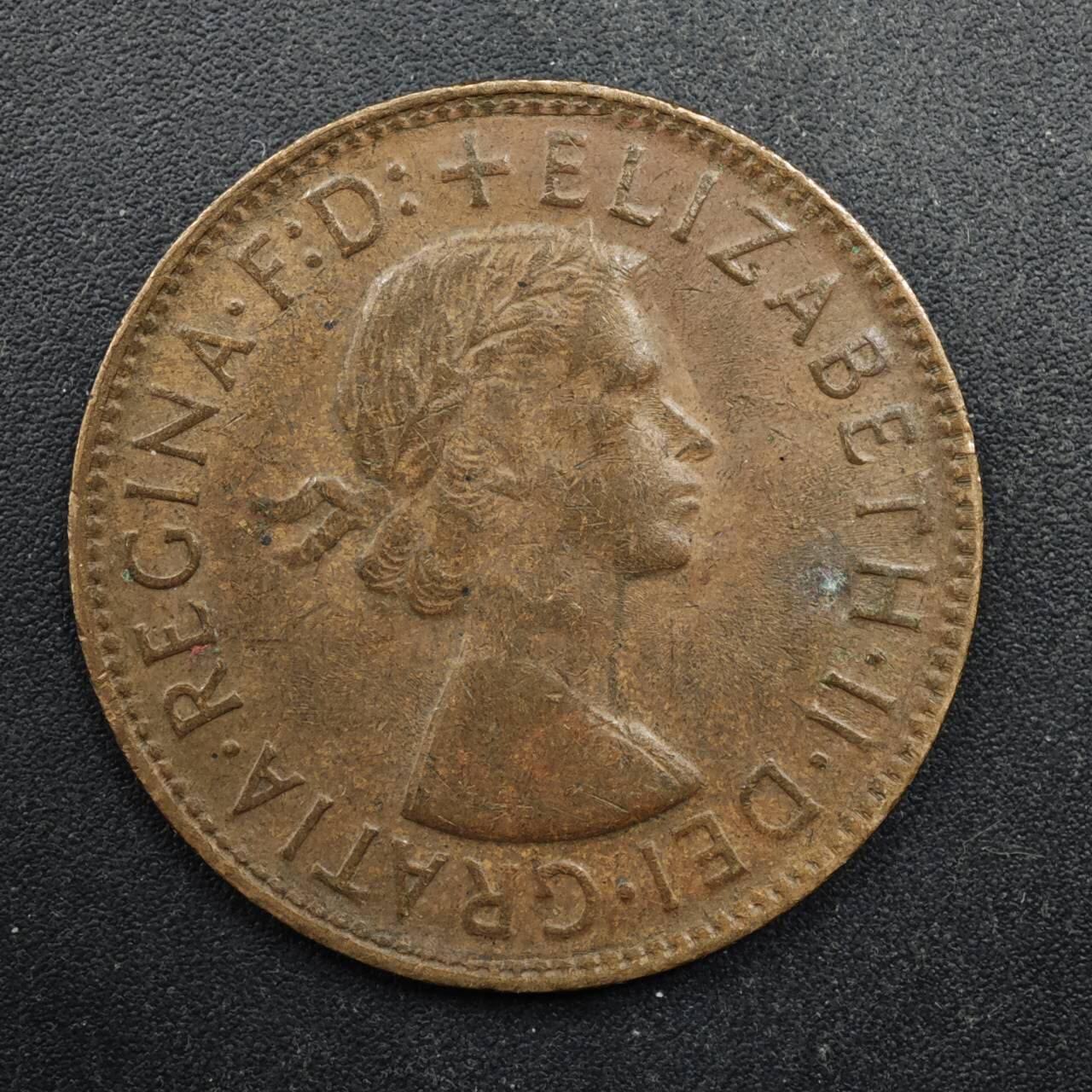 【淘币小摊】实时拍第八百四十九拍   散币银币场   满百包邮可预留二周 每周一统一发货   澳大利亚1962年伊丽莎白二世1便士铜币