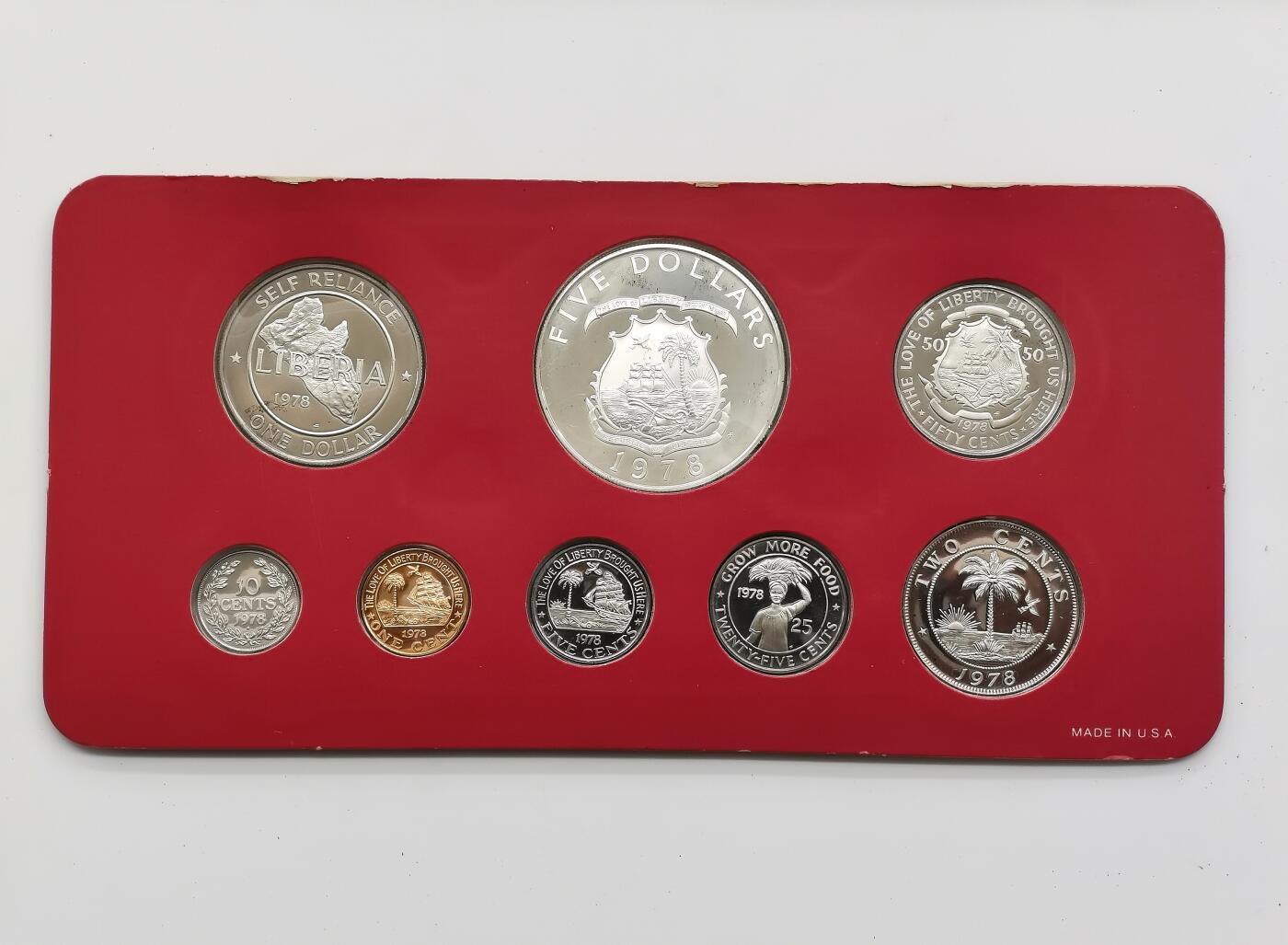 博洋堂世界钱币拍卖第157期（全场包邮） 利比里亚1978年精制套币PS，原盒证