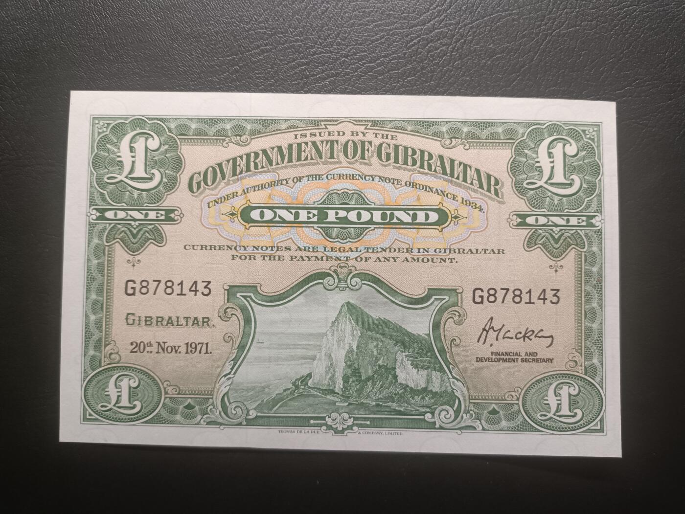 2026一月第三期，总213期 英属直布罗陀1971年1镑UNC，峭壁悬崖和总督府徽章，少见品种