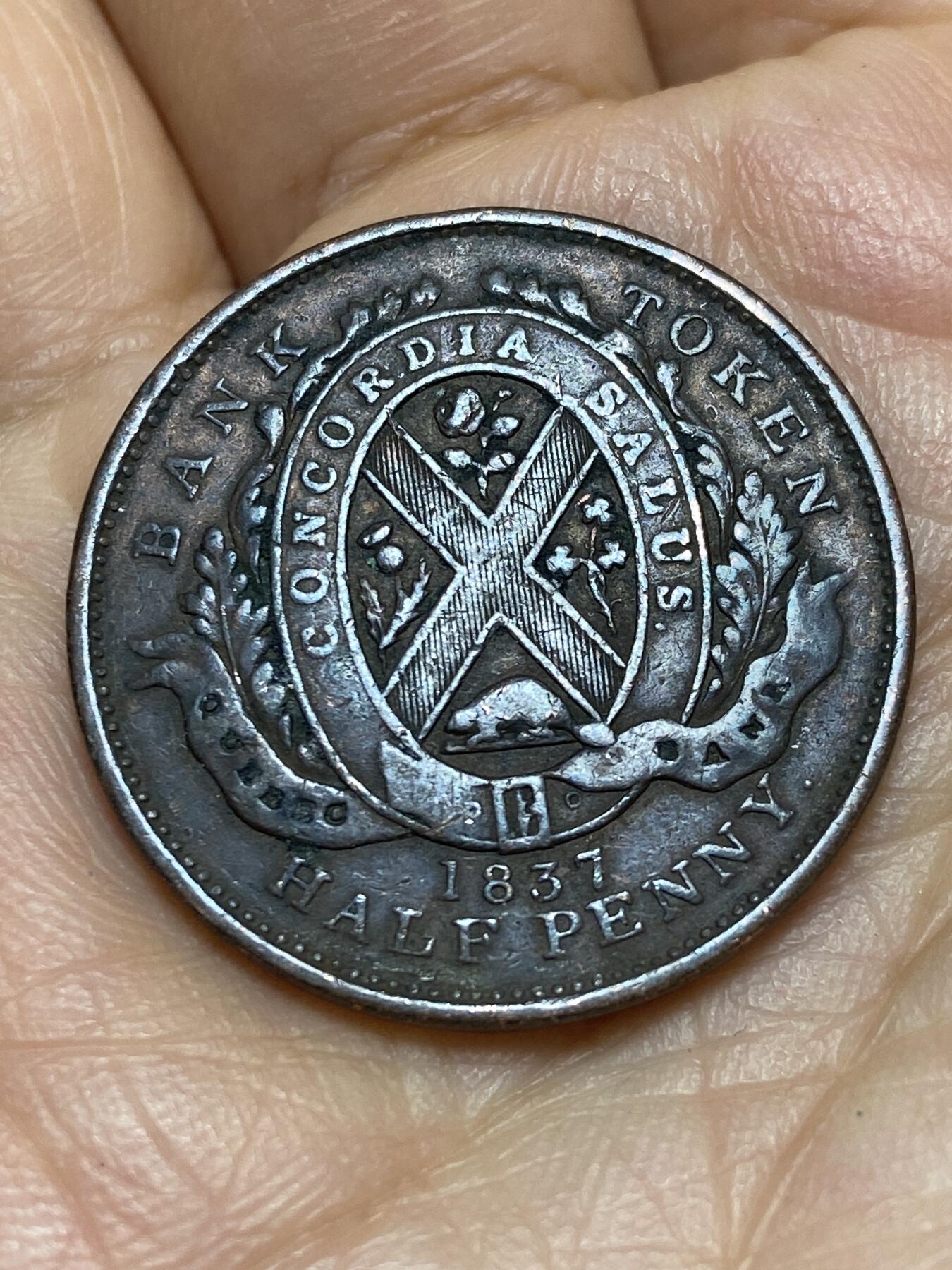 2026年第九场(总第一百七十八场）外国好品散币场(免佣金) 少见–下加拿大1837年1/2便士1苏双面值代币(QUEBEC BANK版，KM#Tn7)