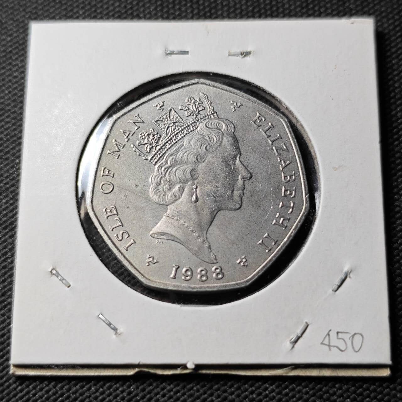 KK钱币收藏小铺  第400期  百期特拍（四拍之四）2月预留时间 周末发货  1988马恩岛50便士纪念币 圣诞节系列