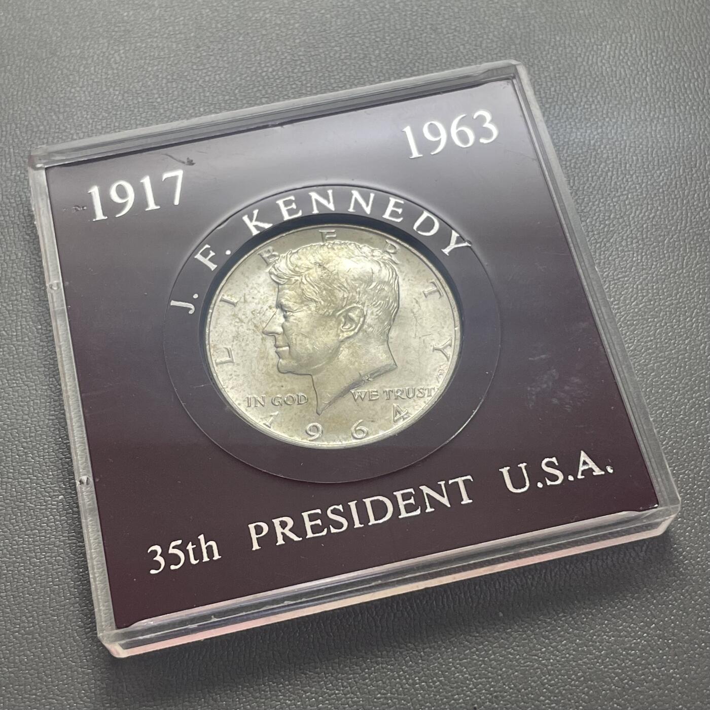 回流0120 全新美国1964年肯尼迪总统半圆纪念银币 12.5克90%银 银价225元