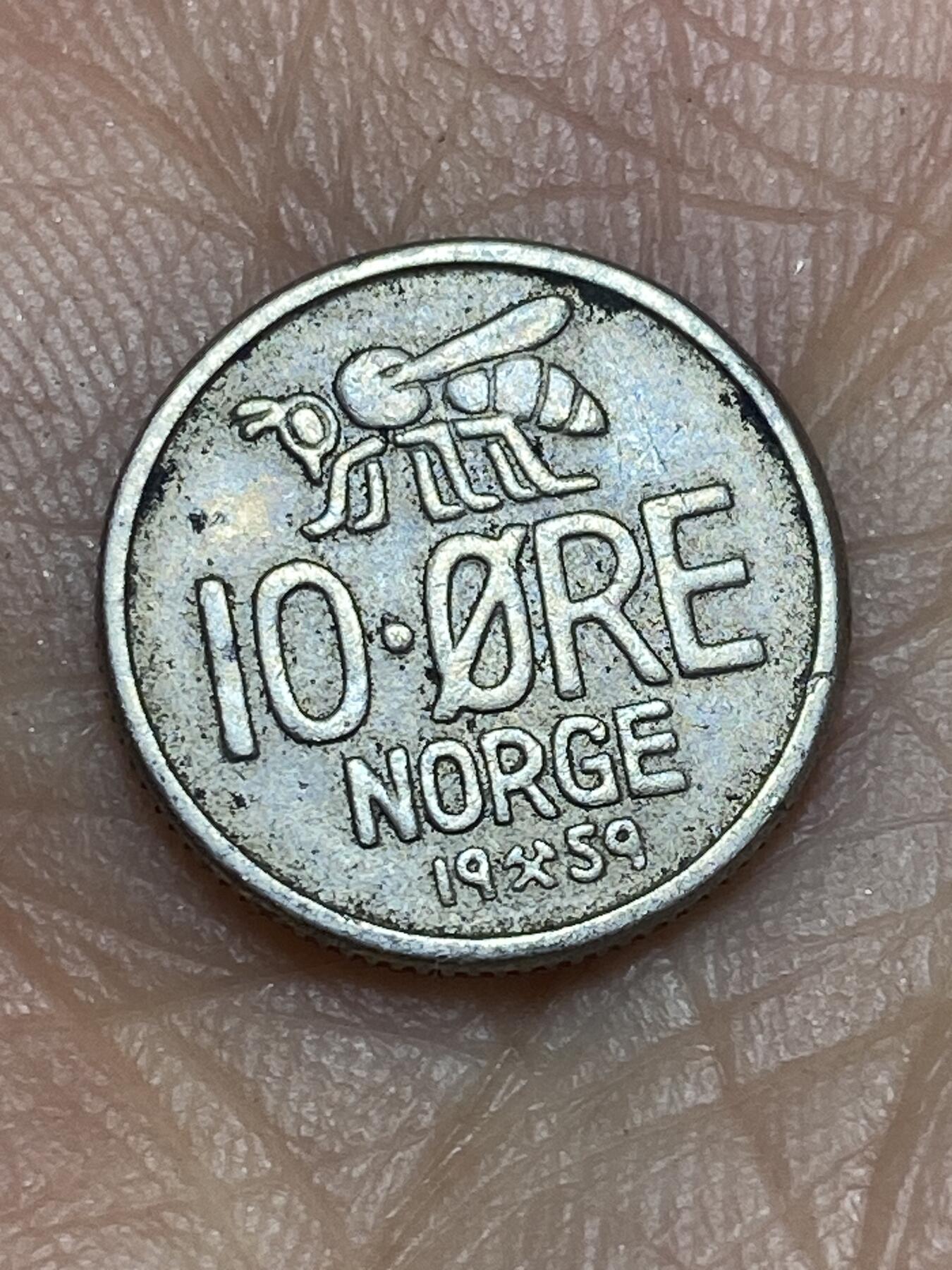 2026年第九场(总第一百七十八场）外国好品散币场(免佣金) 挪威🇳🇴1959年10欧尔(奥拉夫五世第一套第二版，首发年)