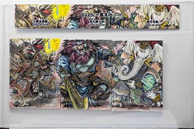 白泽拍卖卡牌手绘专场第31期（岁寒知松柏 春意已可期） - 2025 一沓文化手绘卡 三拼 3张  狮驼岭三妖  半廷亲签 官封软卡夹