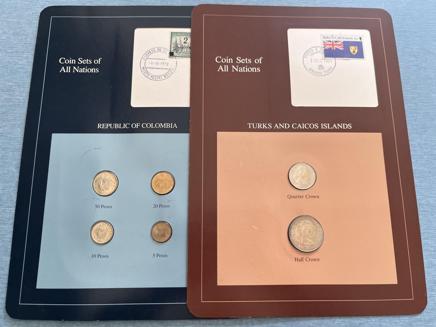 咖啡豆•收藏 2025年Jan_22th世界各国富兰克林套币拍卖 哥伦比亚/特克斯和凯科斯群岛-世界各国UNC硬币套币富兰克林包装