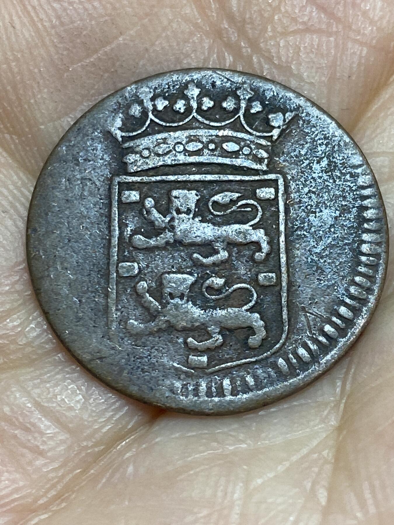 2026年第九场(总第一百七十八场）外国好品散币场(免佣金) 早期年份古币–荷属东印度1734年1杜伊特(西弗里斯兰尖底盾徽版)