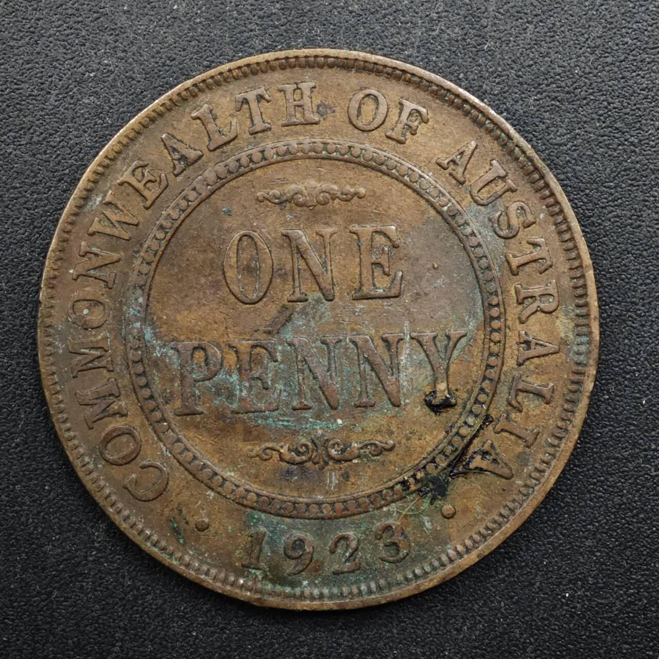 【淘币小摊】实时拍第八百四十九拍   散币银币场   满百包邮可预留二周 每周一统一发货   澳大利亚1923年乔治五世1便士铜币