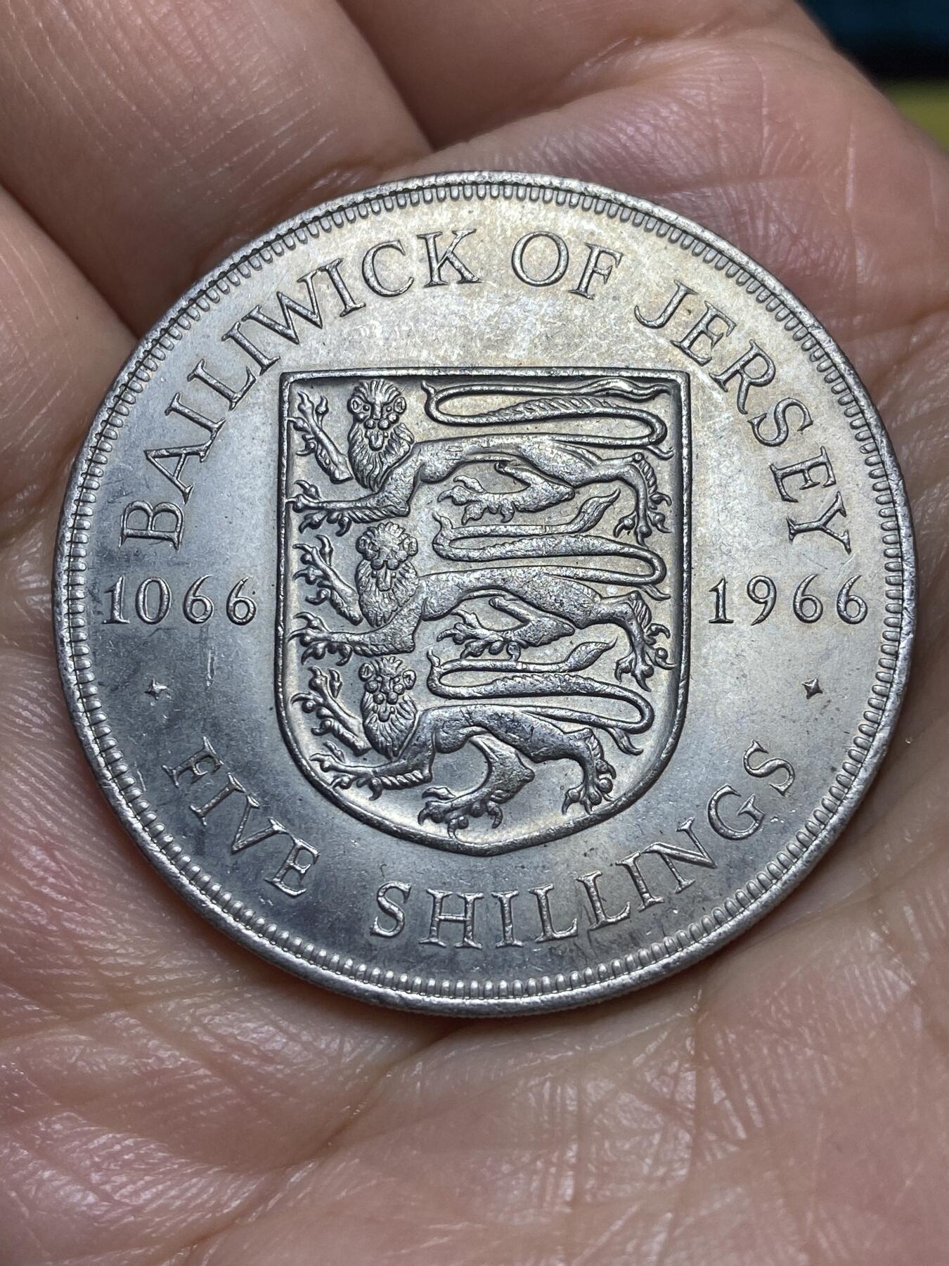 2026年第九场(总第一百七十八场）外国好品散币场(免佣金) 英属泽西岛🇯🇪1966年5先令克朗型大币(诺曼征服900周年纪念币)