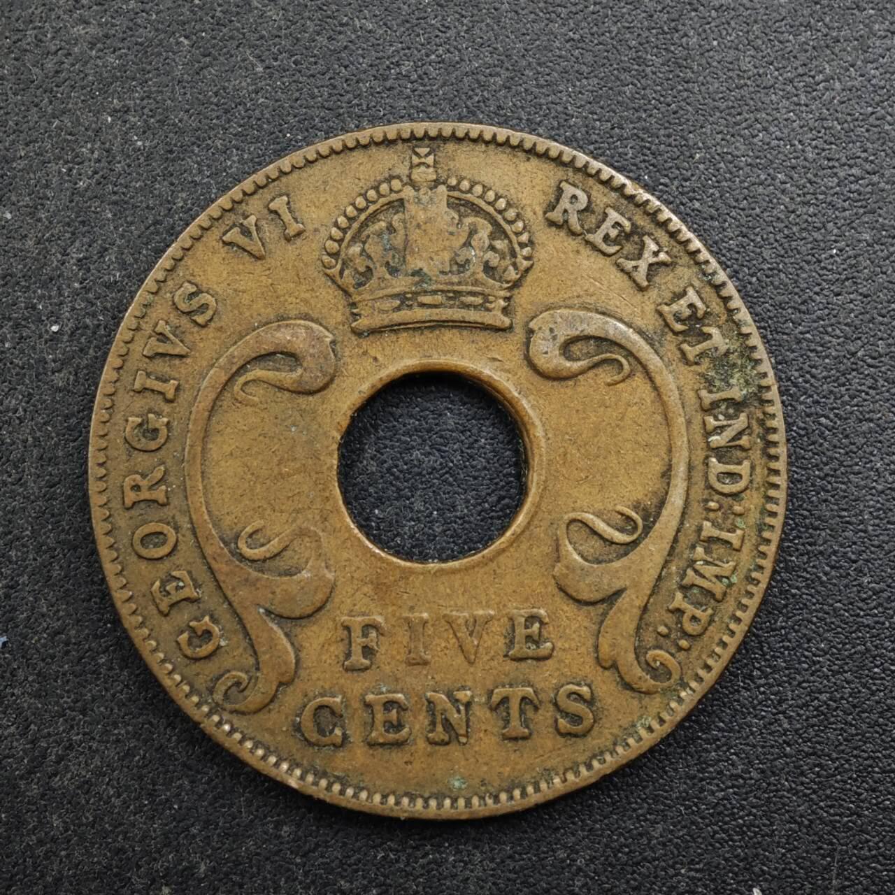 【淘币小摊】实时拍第八百四十九拍   散币银币场   满百包邮可预留二周 每周一统一发货   英属东非1941年乔治六世5分铜币