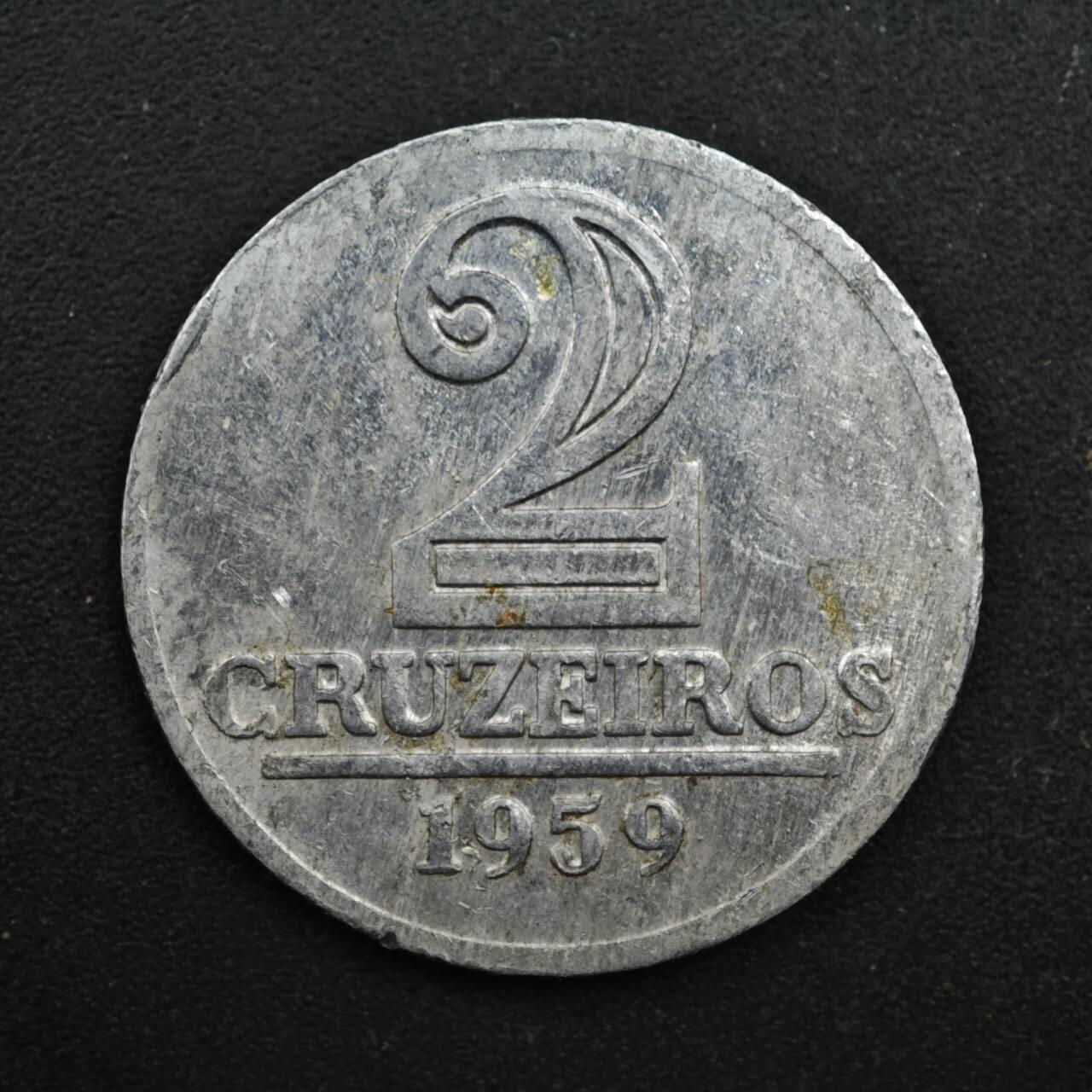 【淘币小摊】实时拍第八百四十九拍   散币银币场   满百包邮可预留二周 每周一统一发货   巴西1959年2克鲁塞罗铝币