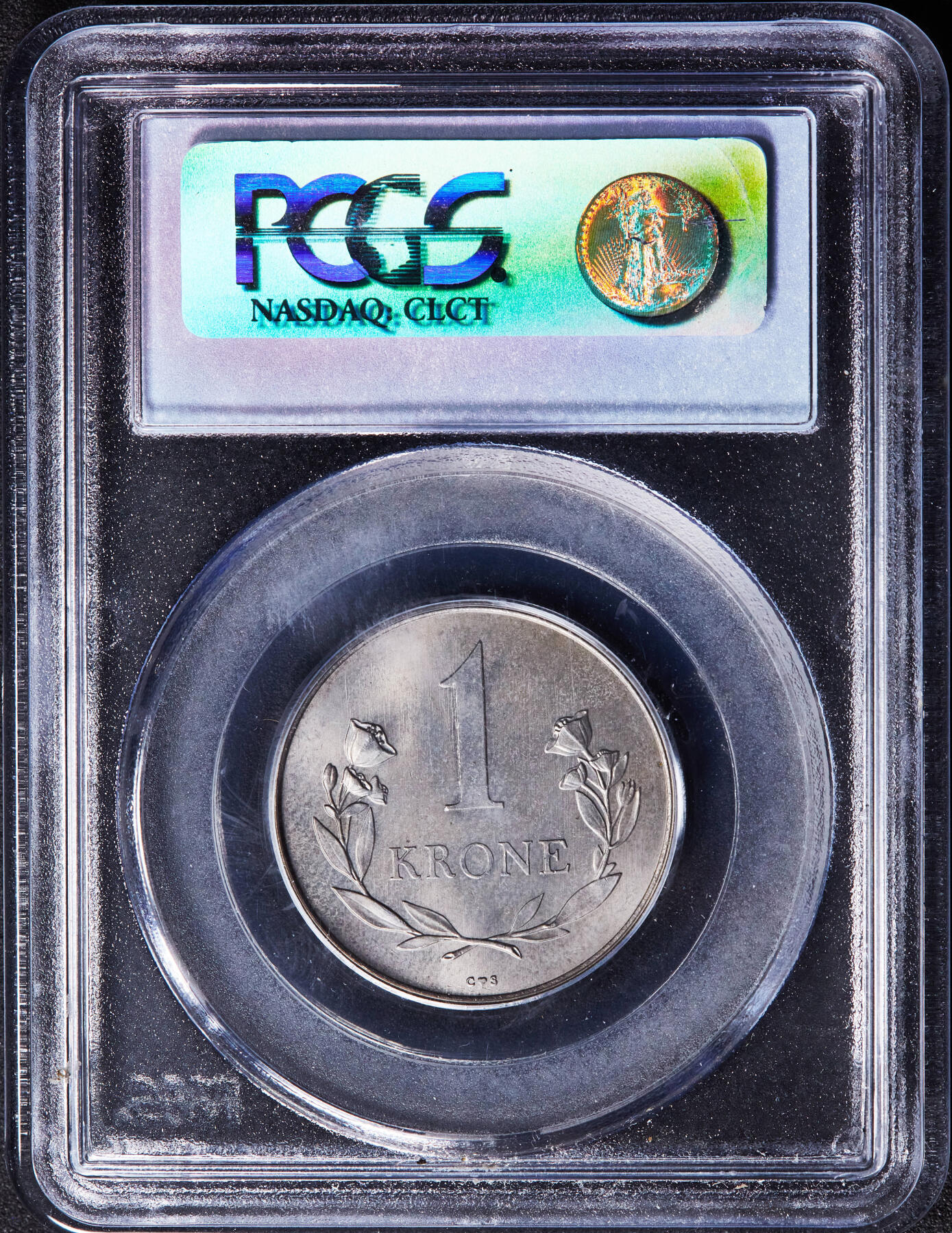 【俄甄集藏】“万象更新、马呈祥瑞”迎新春俄甄精品场-2026年(047)01-21 星期三 晚 19:30 全场包邮 丹属格陵兰岛1964年CS版21克朗北极熊国徽镍币，PCGS MS66，转光品相