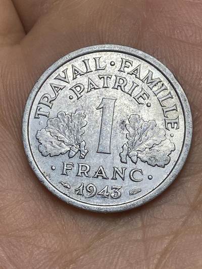 2026年第十场(总第一百七十九场）外国好品散币场(免佣金) - 法国🇫🇷1943年1法郎(二战维希傀儡政府时期)