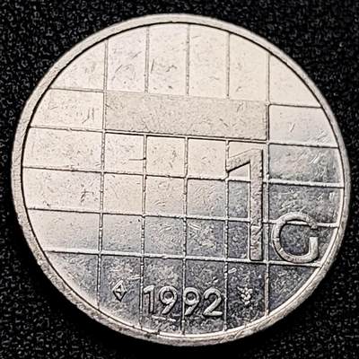 泉币菌-第171场- 精品福利场 - 1992年 荷兰王国早期1盾 朱莉安娜女王  镍币 硬币 25mm 