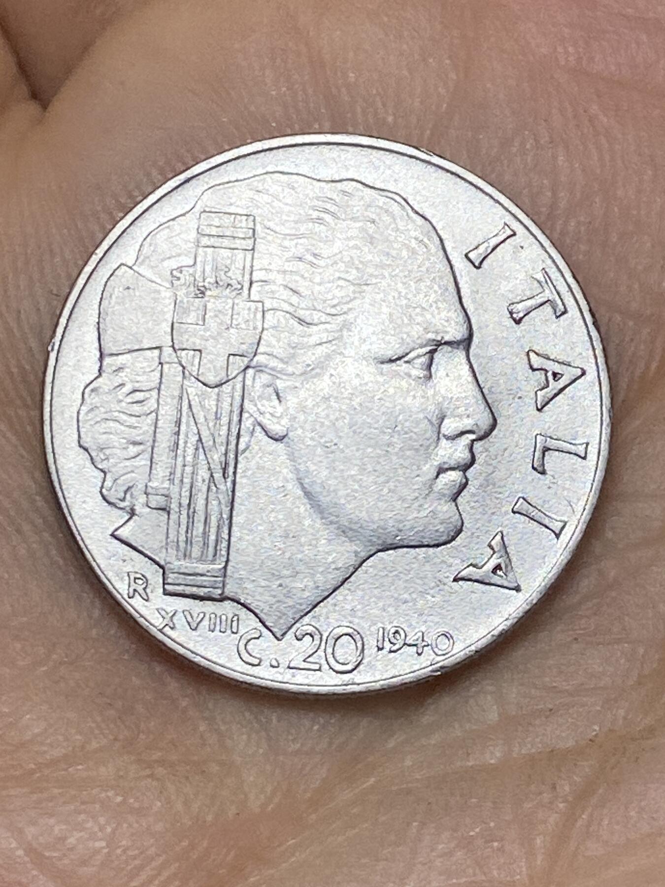 2026年第十场(总第一百七十九场）外国好品散币场(免佣金) 意大利王国1940年20分(维托里奥·埃马努埃莱三世第四套第二版，有磁版)