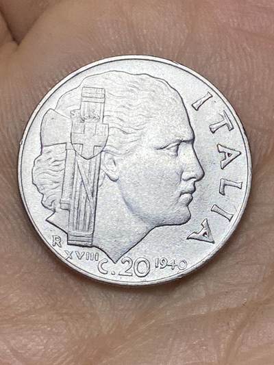 2026年第十场(总第一百七十九场）外国好品散币场(免佣金) - 意大利王国1940年20分(维托里奥·埃马努埃莱三世第四套第二版，有磁版)