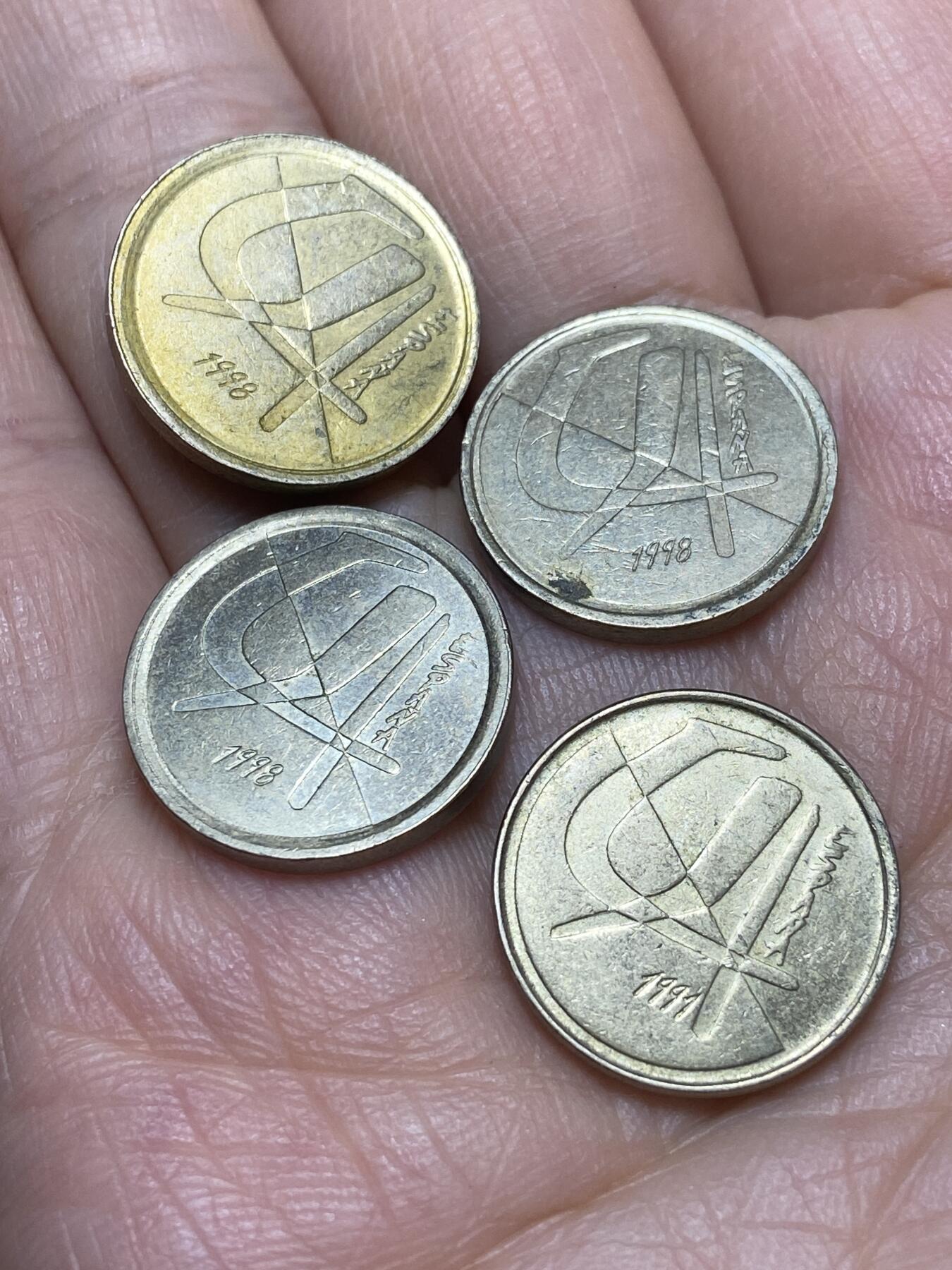 2026年第十场(总第一百七十九场）外国好品散币场(免佣金) 西班牙🇪🇸5比塞塔4枚：1991年98年