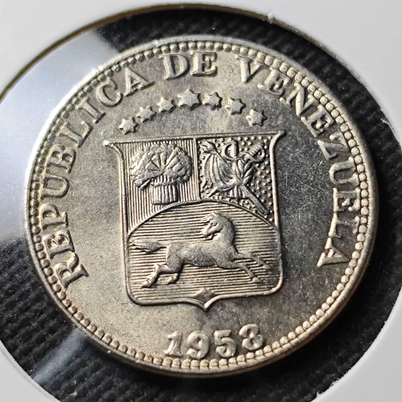 KK钱币收藏小铺  第400期  百期特拍（四拍之四）2月预留时间 周末发货  1953委内瑞拉12.5分镍币 好品