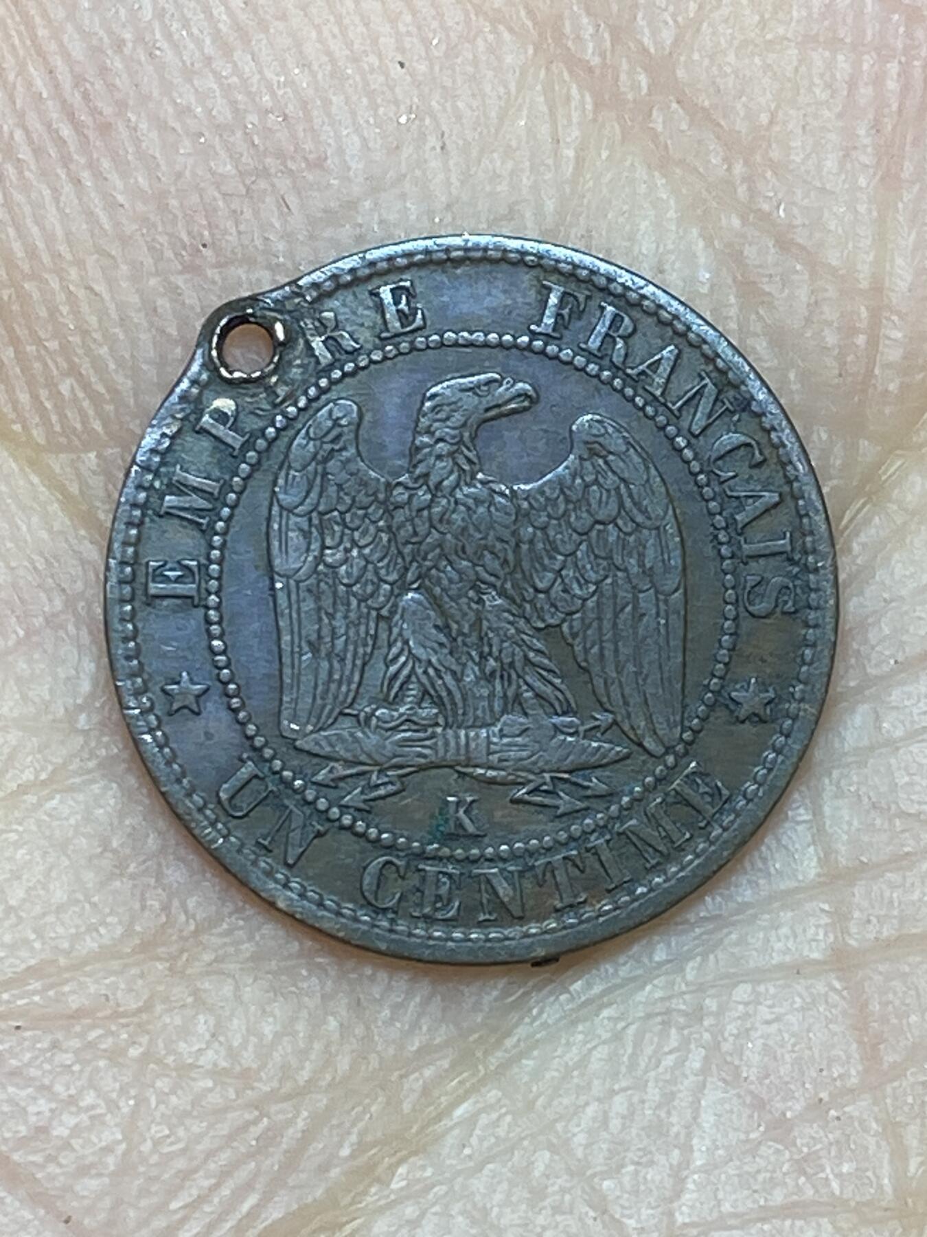 2026年第十场(总第一百七十九场）外国好品散币场(免佣金) 打孔好品–法兰西第二帝国1862年1生丁(拿破仑三世第二版，K标波尔多造)