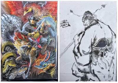 亡灵潮玩 马年第二场 2月3日 晚8点截拍 - 北京GAF插画节一泡老师版画正面钟馗背面钟馗拿剑带亲签，非常好看