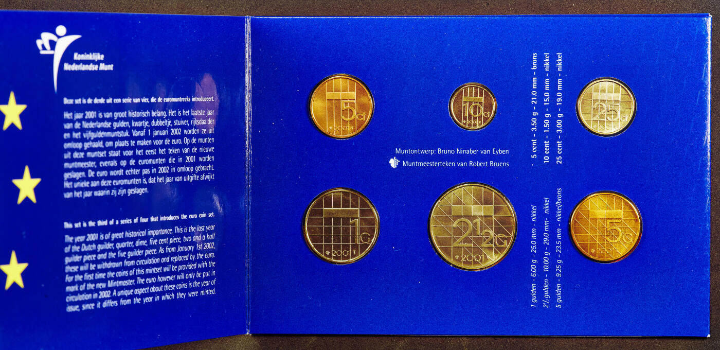 【俄甄集藏】“万象更新、马呈祥瑞”迎新春俄甄精品场-2026年(047)01-21 星期三 晚 19:30 全场包邮 荷兰1999-2001年贝娅特丽克丝女王5分-5盾册装硬币3套，最后的荷兰盾