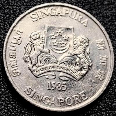 泉币菌-第171场- 精品福利场 - 1985 高币值 新加坡20分 绒球花 高盾徽版 直径21.36mm