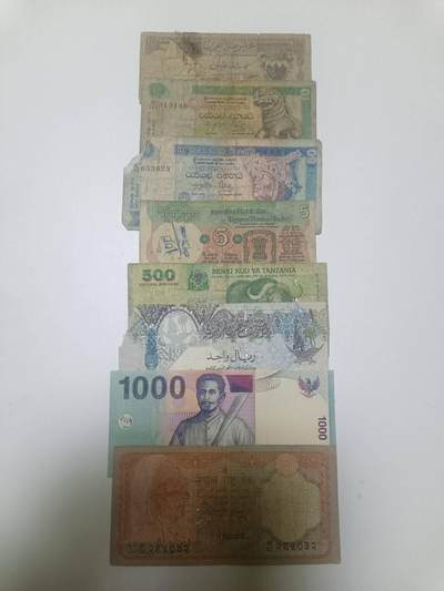 【20260120】非全新纸币和硬币第327场 - 亚洲国家8张纸币，有缺口和字迹