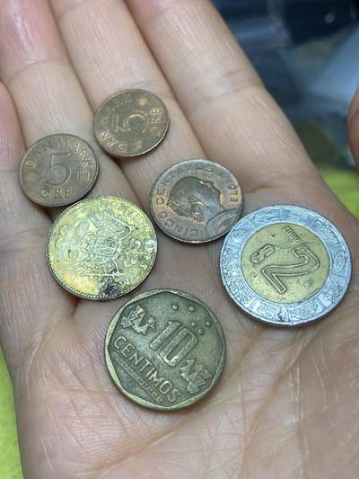 2026年第十场(总第一百七十九场）外国好品散币场(免佣金) - 散币6枚：丹麦🇩🇰1978年82年5欧尔，墨西哥🇲🇽1973年5分，2000年2元，秘鲁1998年10分，博物馆奥地利钱币纪念品