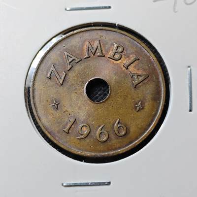 KK钱币收藏小铺  第400期  百期特拍（四拍之四）2月预留时间 周末发货 -  1966赞比亚1便士铜币 退光状态